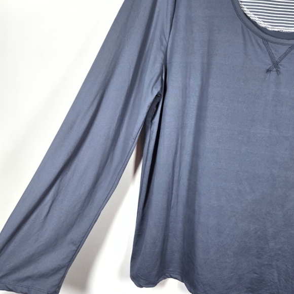 NEW Born Blue Butter Soft Blue Long Sleeve Scoop Neck Sleep Shirt Plus Size XXL - Picture 4 of 9